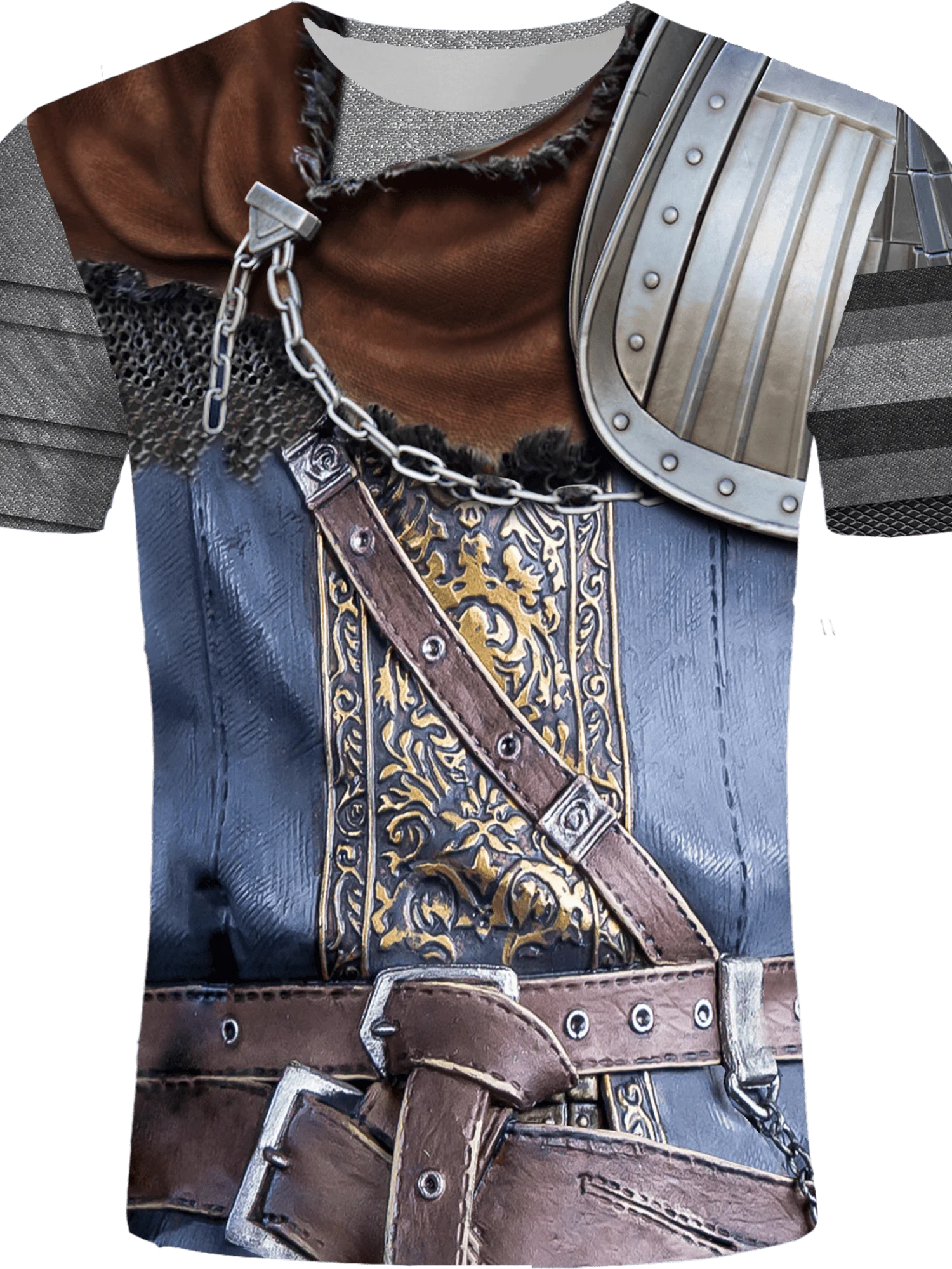 Men'S Gothic Vintage Medieval Knight Armor 3D Print T-Shirt - Unique Design, Ideal for Cosplay & Casual Wear