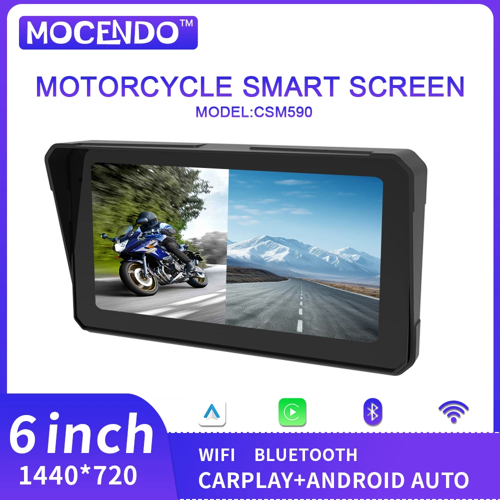 

6in Motorcycle DVR Full Body Waterproof Moto Camera WiFi Bluetooth Dash Cam Front Rear Driving Video Recorder Black Box