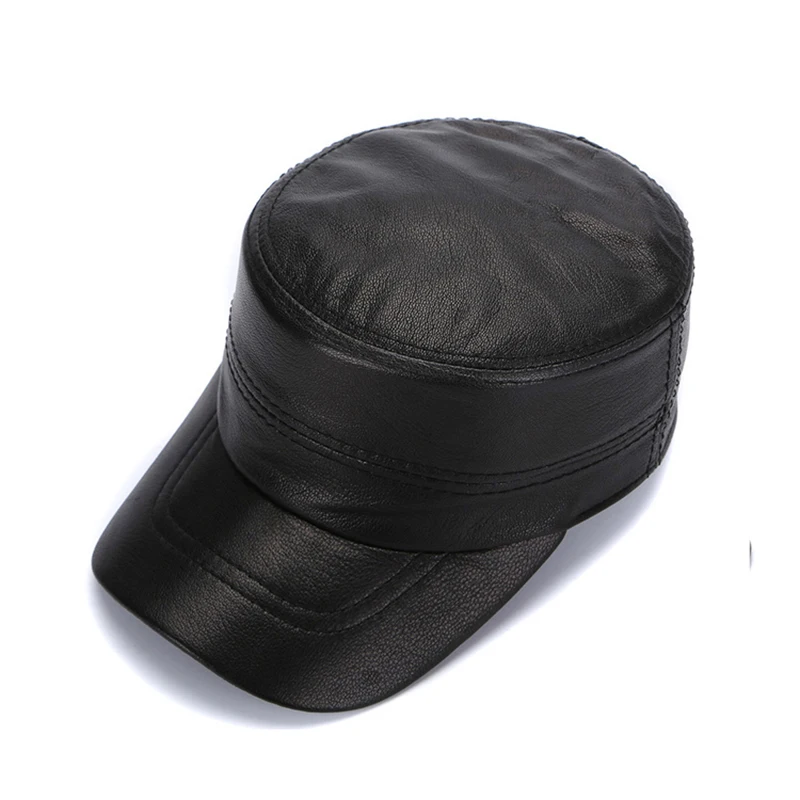 Luxury Brand Hat Men Women Real Leather Black Winter Army Military Hat High Quality Genuine Leather Baseball Caps