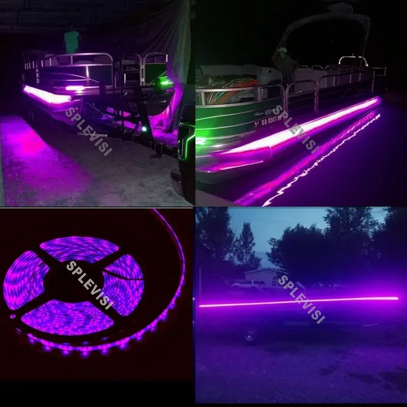 5M 16FT Waterproof IP65 Ultra Violet UV Light LED Light Strip for Marine Boat Bass Night Fishing Pontoon Kayak Yacht Sailboat