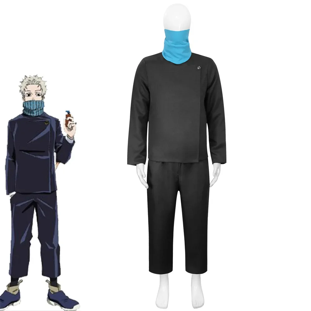 Disfraz de Jujutsu Kaisen Toge Inumaki para hombres y mujeres, Cosplay de Anime, peluca, Top, pantalones, bufanda, uniforme escolar, disfraces de Carnaval para mascarada