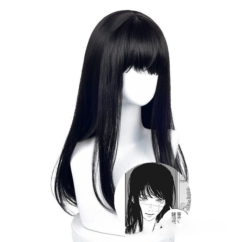 Mitaka Asa Cosplay Perücke Anime Chainsaw Man 2 Protagonist Modellierung Kopfbedeckung Frau Tägliche Kleidung Match Schwarz Langes Glattes Haar