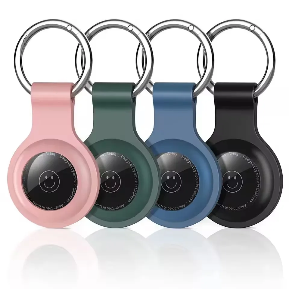 1개 분실 방지 키체인 홀더 실리콘 케이스 에어태그 에어태그 강아지 고양이 애완동물 목줄 열쇠 추적기 보호 방수