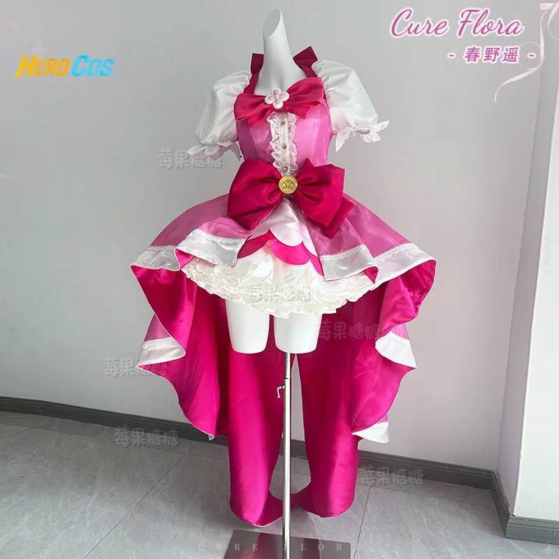 Pretty Cure Cure Flora Haruka Haruno Cosplay-Kostüm für Halloween, Weihnachten, Karneval, Rollenspiele, Comic Con, Lolita-Kleid, HERO Cos