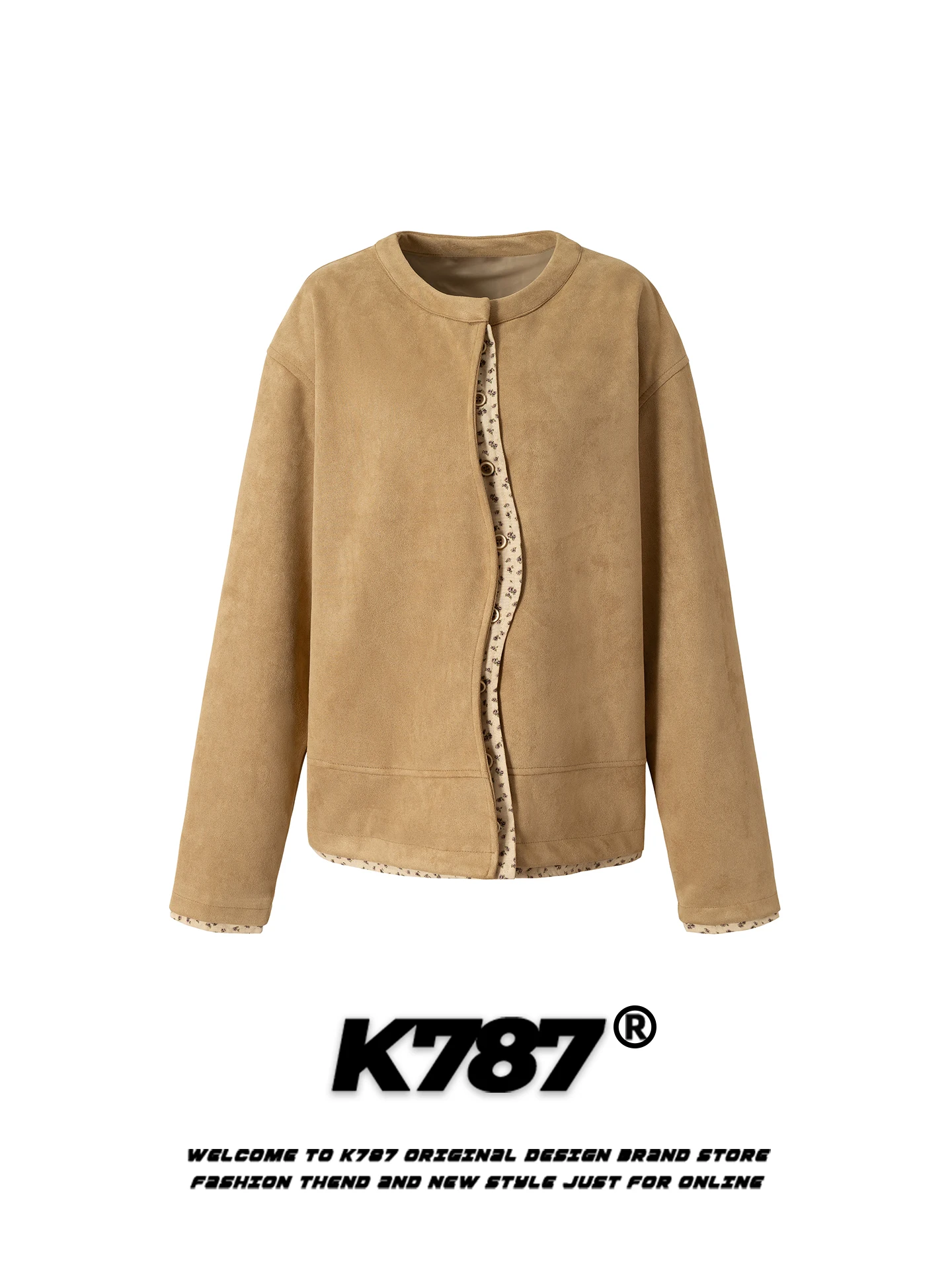 

American Retro Floral Patchwork Loose Suede Jaet Fake Two-Piece Cardigan Coat for Men And Women Spring Youth Casual Wear