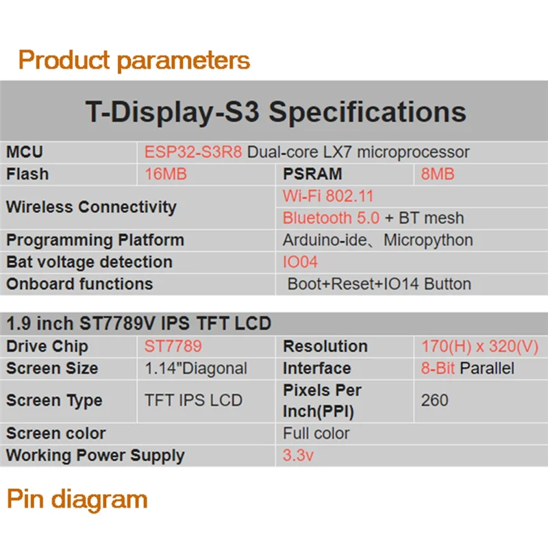 

AT44-T-Display-S3 ESP32 S3 с 1,9-дюймовым ST7789 Плата разработки ЖК-дисплея WIFI Bluetooth5.0 Беспроводной модуль 170X320