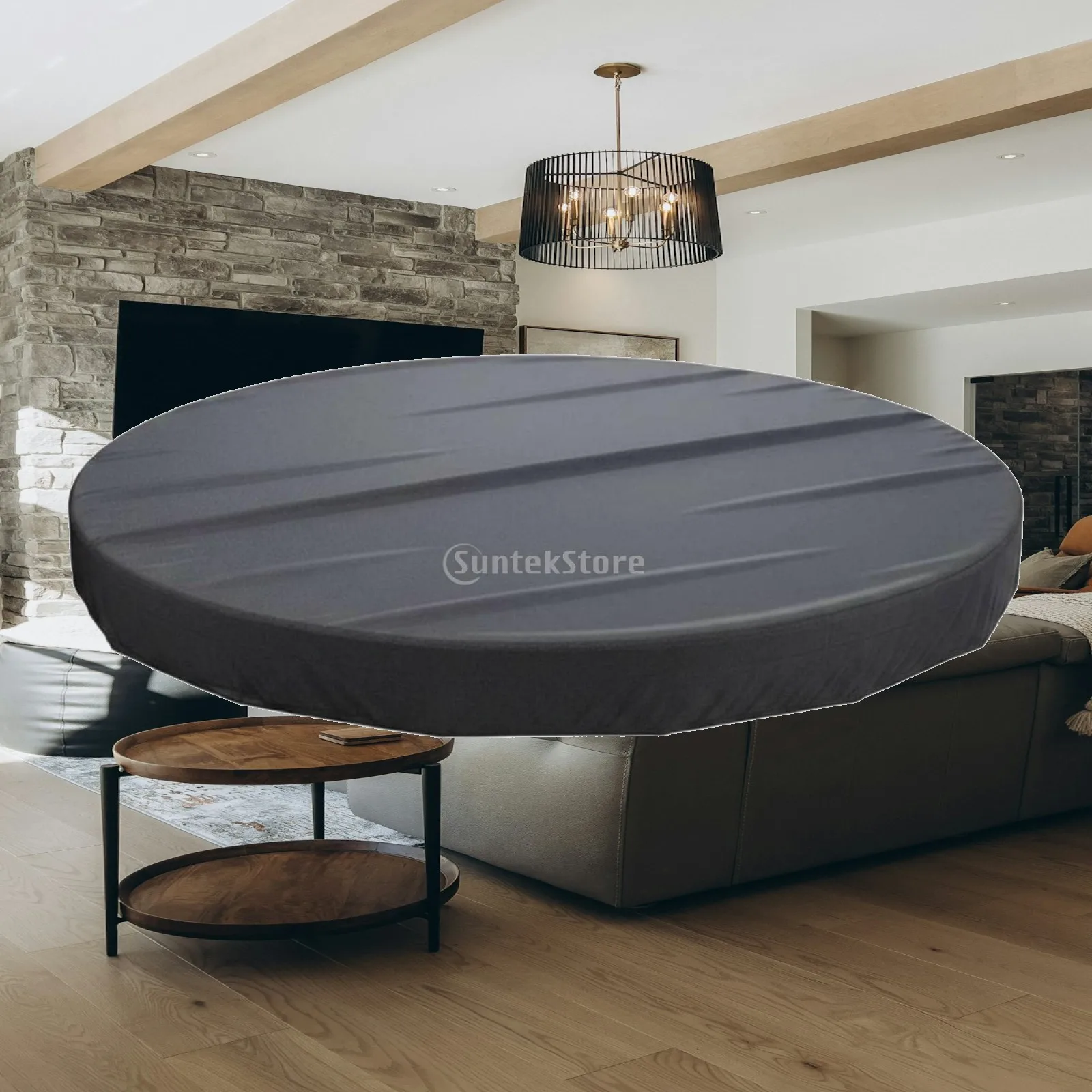 All Season Weatherproof Round Pool Cover for Above Ground Spa Heavy Duty Polyester with Drawstring Secure Fit and Debris