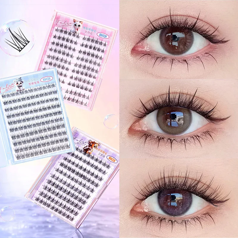 رموش صناعية ذات سعة كبيرة بدون غراء، بدون إزالة ذاتية اللصق ذاتية اللصق وذيل السمكة - تصميم قطاعي طبيعي، #1