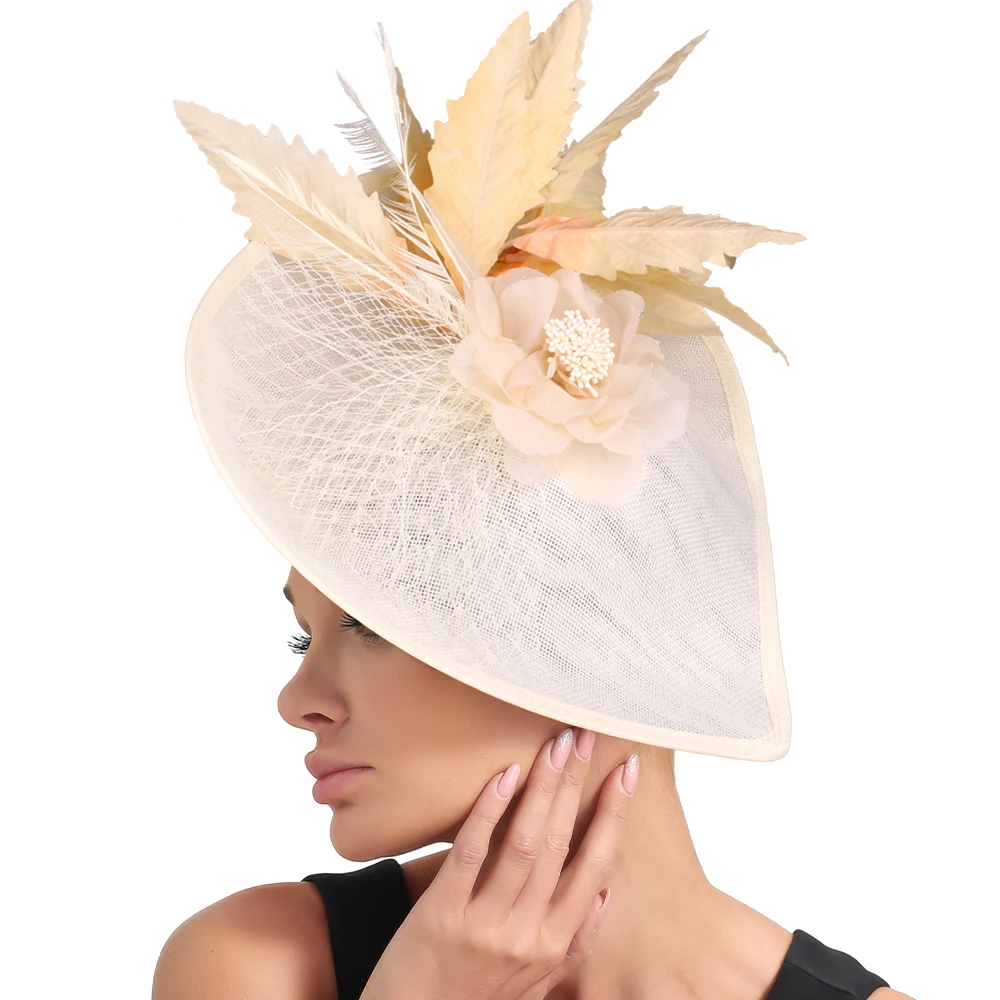 レディースウェディングファシネーターハットファッションフラワーヘッドピースヘアピン花嫁結婚帽子キャップヘアバンド女性用ヘッドウェア