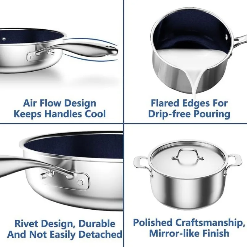 Cookware Set, Healthy   Ceramic Coating, Heavy-Duty   Construction,  kitchen  cooking pot  Cooking Appliances