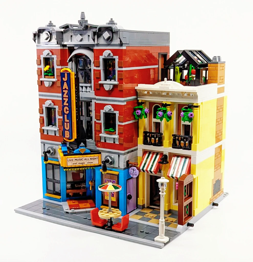 New Creating Jazz Club Expert Pizza Shop Model Modular House Building Blocks Compatible 10312 Street View Toys For Kids Adults