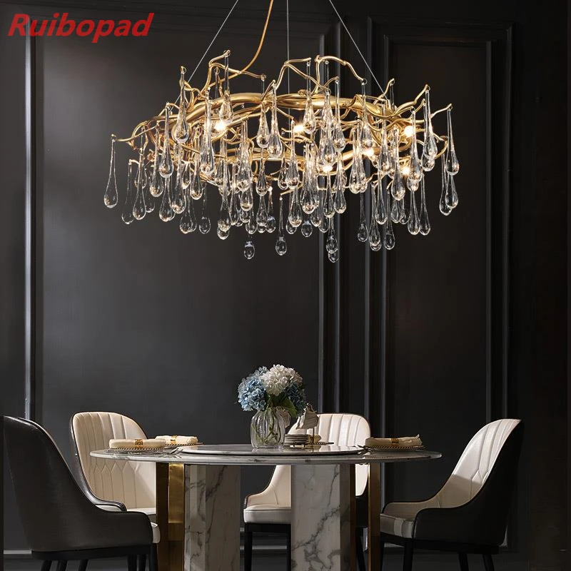 Imagem -03 - Round Gold Crystal Chandelier Branch Teto Lustres para Jantar Sala de Estar Quarto Mesa de Cozinha Luxo Moderno