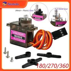 MG90S Micro Servo Motor 180/270/360 Degree Metal /Plastic Gear 9g SG90 Enhanced for Arduino RC Car Helicopter Airplane 450 Drone