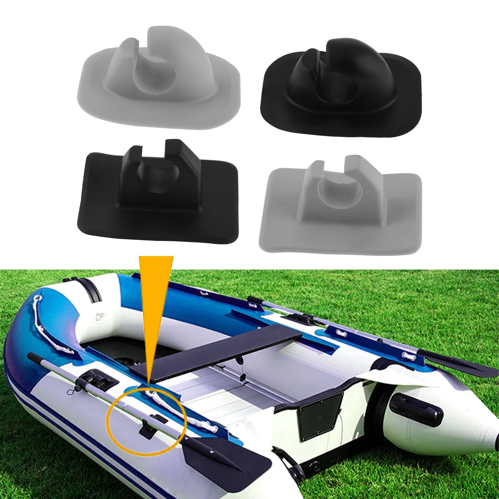 Black/Grey Inflatable Boat Paddle Clips Oar Rowing Pole Paddle Clips Holder Mount Patch for Rowing Boat Dinghy Kayaks Accessorie