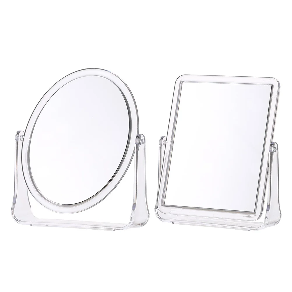 

2 Pcs Distortion-free Mirror Home Table Tabletop Small Unique Design Acrylic Household Makeup Simple Transparent