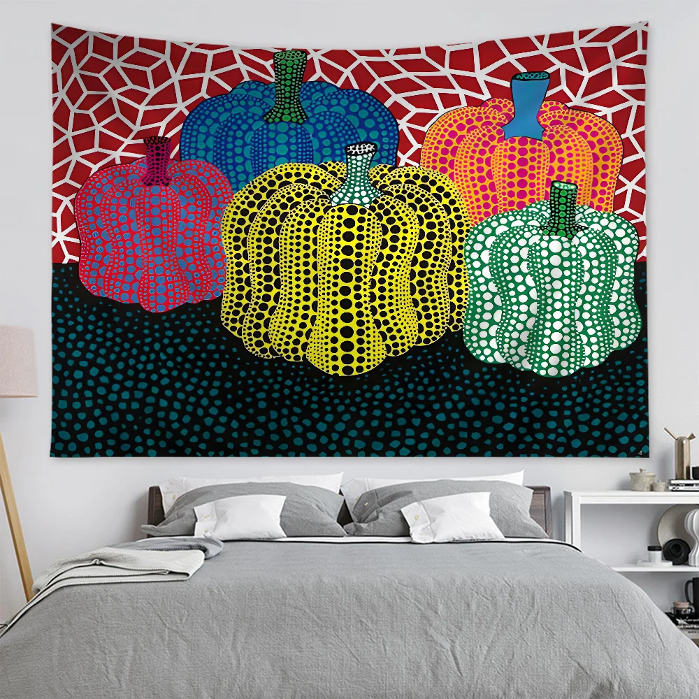 Yellow Dots Yayoi Kusama Inspired Hanging Bohemian Tapestry Hanging Tarot Hippie Wall Rugs Dorm Wall Hanging Home Decor