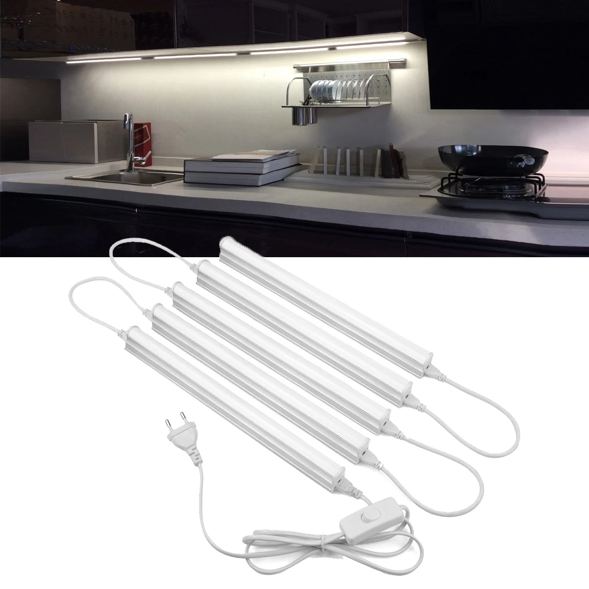 

1-5pcs Kitchen LED Under Cabinet Lights T5 Fluorescent Tube 29CM 110V 220V 6W LED Bulbs Tubes Warm White Light Lampara Ampoule