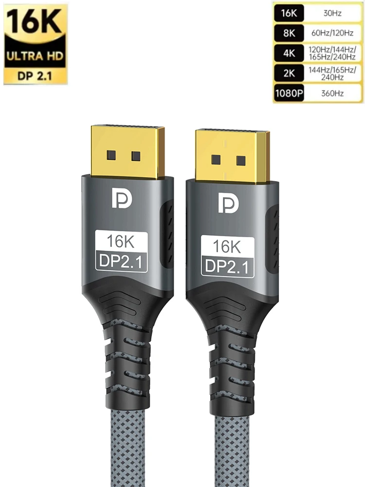 Displayport 2.1 16K DP Kabel 8K@120Hz/60Hz 4K@240Hz 80Gbps HDR Video Audio Kabel für Laptop Xbox Projektor Gaming Monitor Video