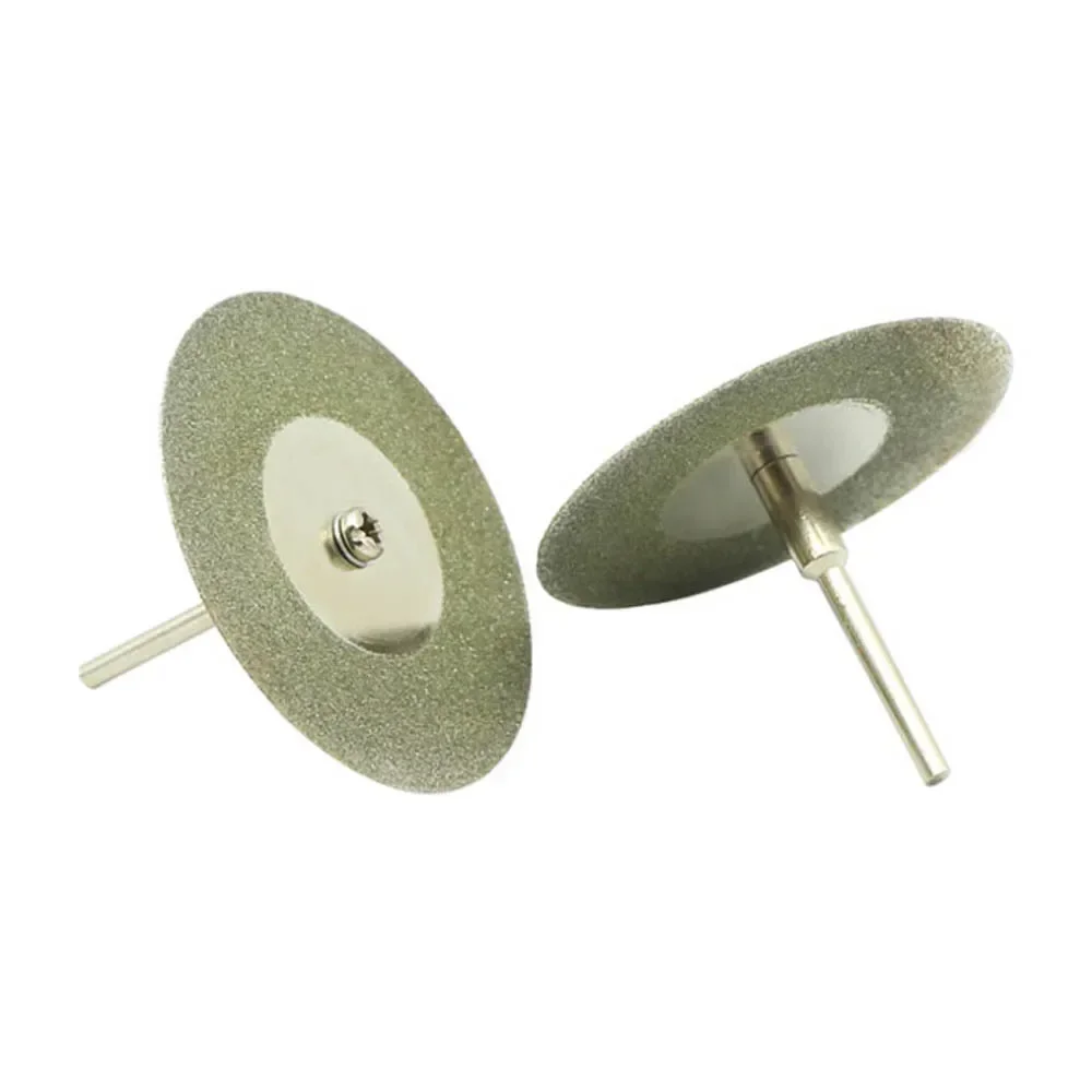 10Pcs Diamond Cutting Discs 50mm 2 inch Coated Electroplated Rotary Cutting Discs Cut Off Blade Wheels+2pcs 3mm Shank mandrels