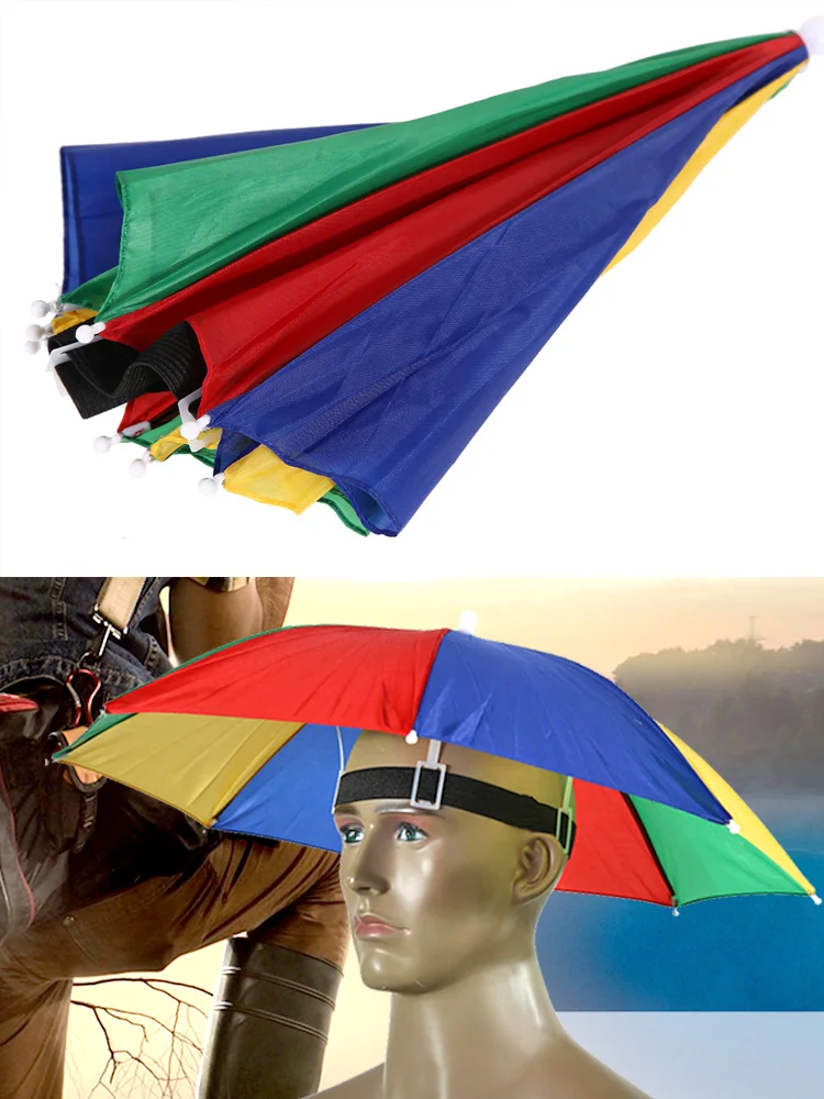 Foldable Head Umbrella Hat Rainproof Cap Golf Outdoor Sun Headwear Fishing Camping Hiking Fishing Sunscreen Caps