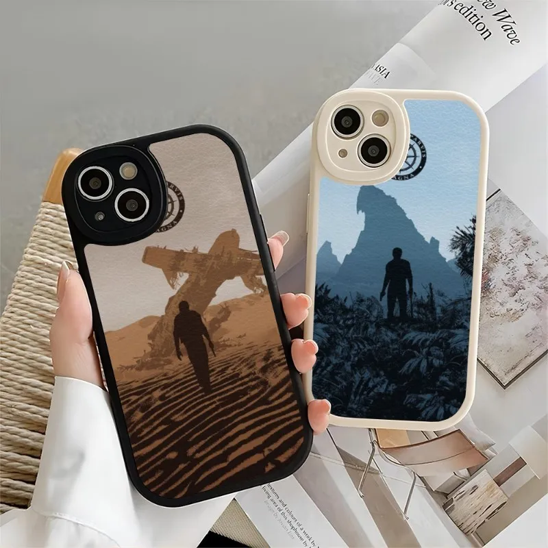 Sic Parvis Magna Uncharted Phone Case For IPhone 14 11 13 12 Pro Max Mini Xs X Xr 7 8 Plus SE2020 Leather Texture Cover