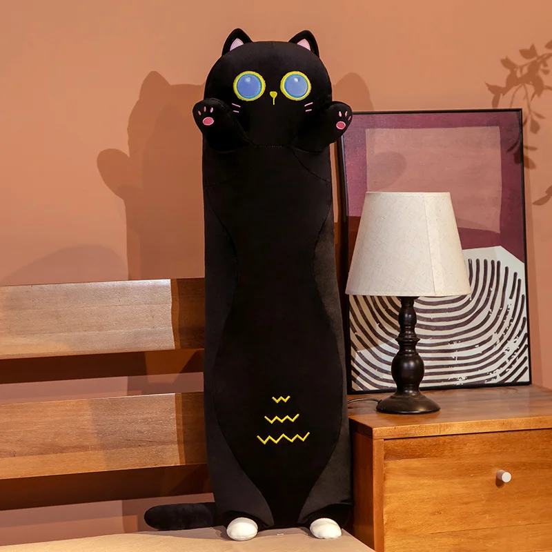 Lange Katze Kuscheltier 130cm – Weiches Plüschtier Als Schlafkissen & Umarmungskissen In Gelb
