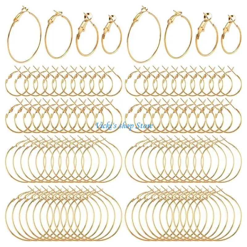 96Pcs Alloy Round Earring Hoops Hoop Earrings Finding Easy to Use