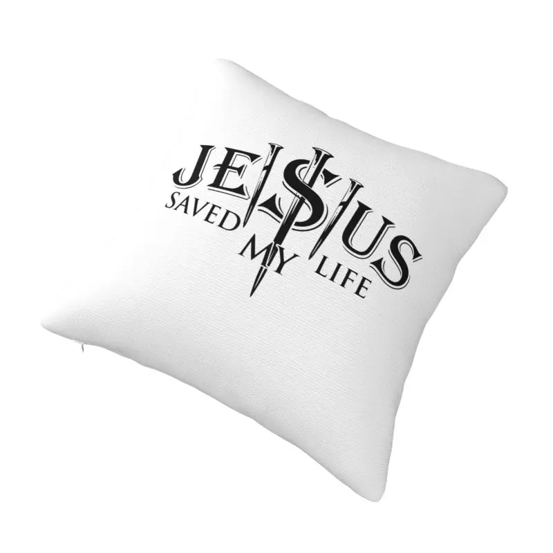 Custom Jesus Saved My Life Cushion Cover 45x45cm Christ Religion Christian Faith Velvet Nordic Pillow