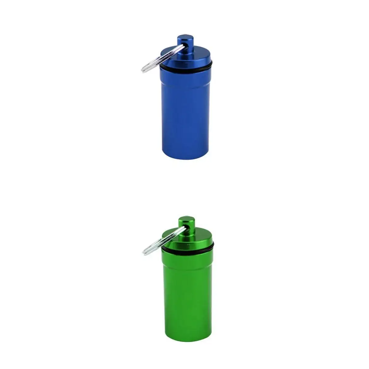 

Keychain Pillbox Waterproof Metal Capsule Organizer Portable Medicine Container for Outdoor Life-saving Emergency