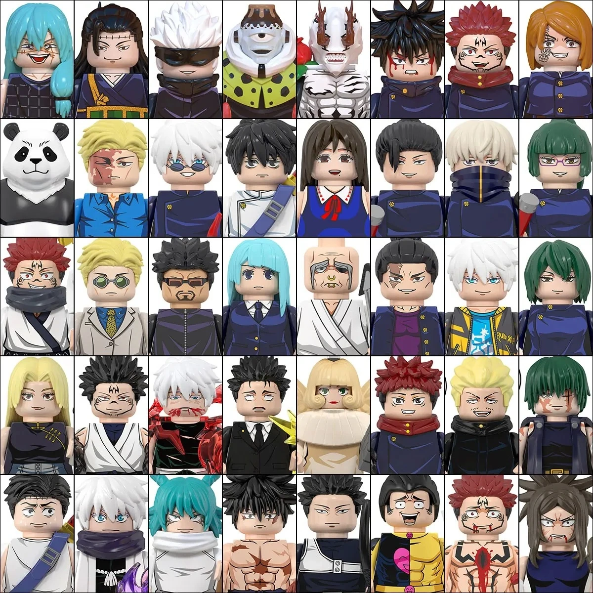 Caixa cega wm6139 wm6149 wm6200 wm6201 jujutsu kaisen blocos de construção mini figura ação itadori yuji gojo satoru ryomen presente brinquedo