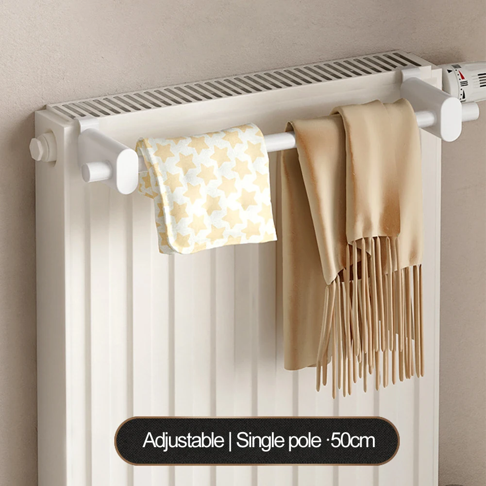 Home Improvement White Towel Rail Compact Radiator Towel Holder Hook Organizer Hanging Towels No Drilling Required