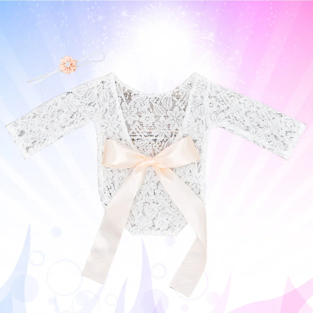 2 шт., реквизит для фотосессии, кружевной наряд, повязка на голову с бантом, костюм для новорожденных, подарок для младенцев, одежда для фотосессии, реквизит для детской фотосессии