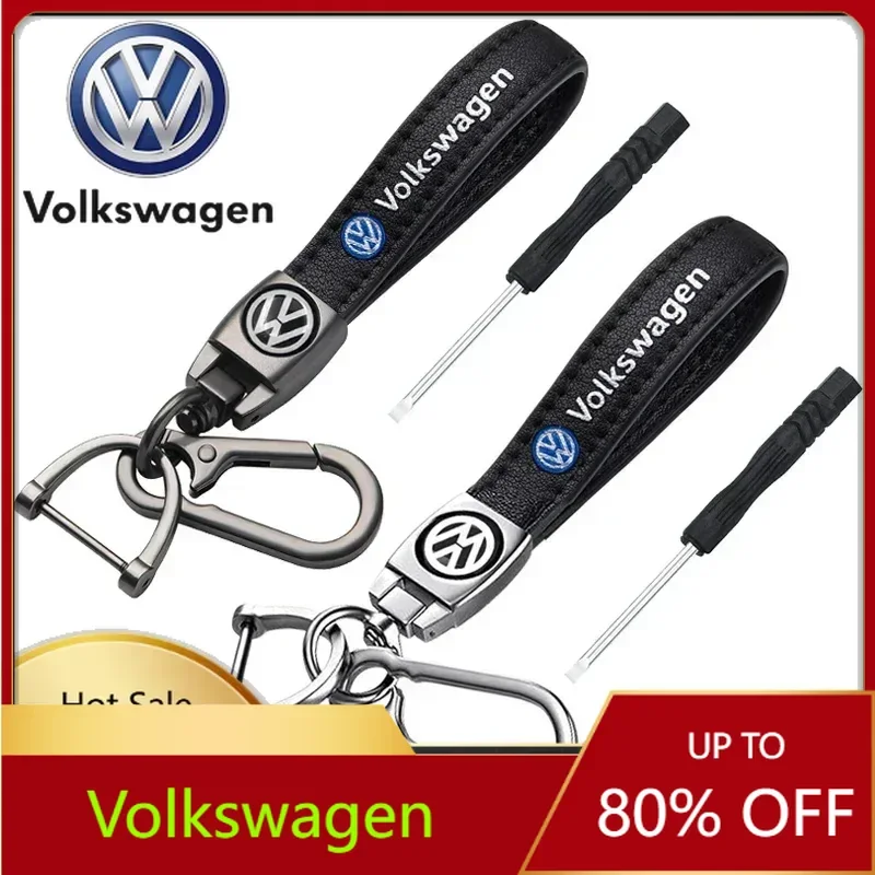 

For VOLKSWAGEN VW Leather Keyring Metal Car Logo Keychain Pendant for Volkswagen Golf Passat Jetta Touareg Tiguan Polo Sharan Sa
