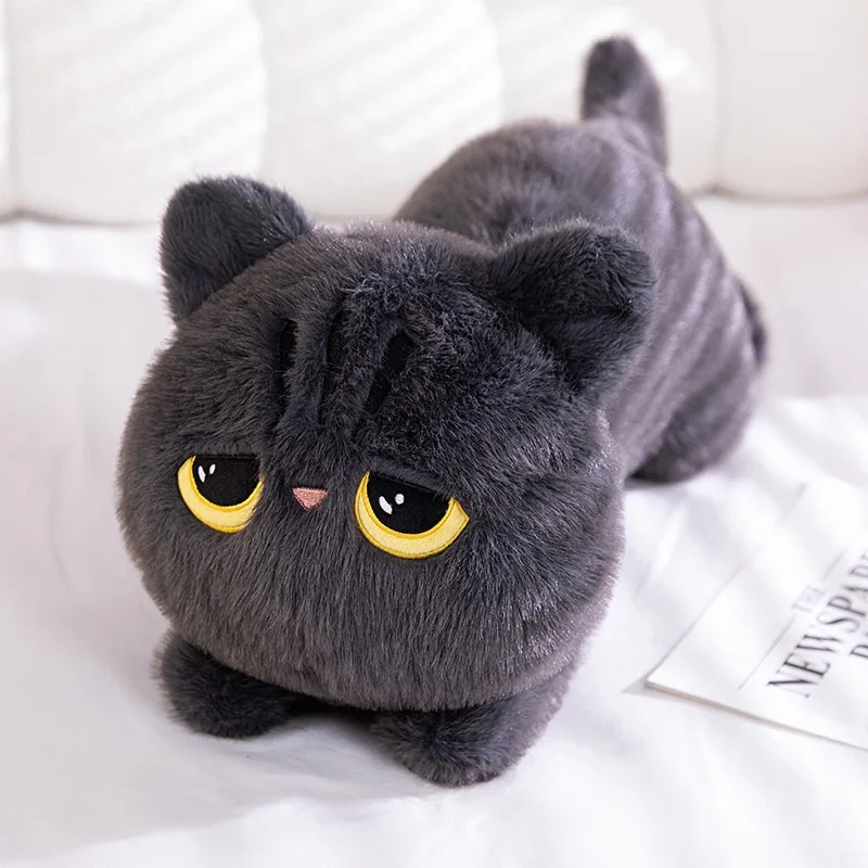 Jouet en peluche mignon petit chat noir pour enfants, oreiller de lit au beurre, jouet en peluche pour couples, cadeaux d'anniversaire de vacances, décoration de canapé de chambre