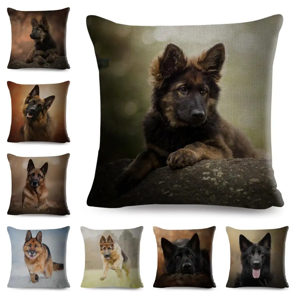 

German Shepherd Dog Pet Animal Luxury Throw Pillow Case Cushion Cover Home Living Room Decorative Pillows For Sofa Bed Car 45*45