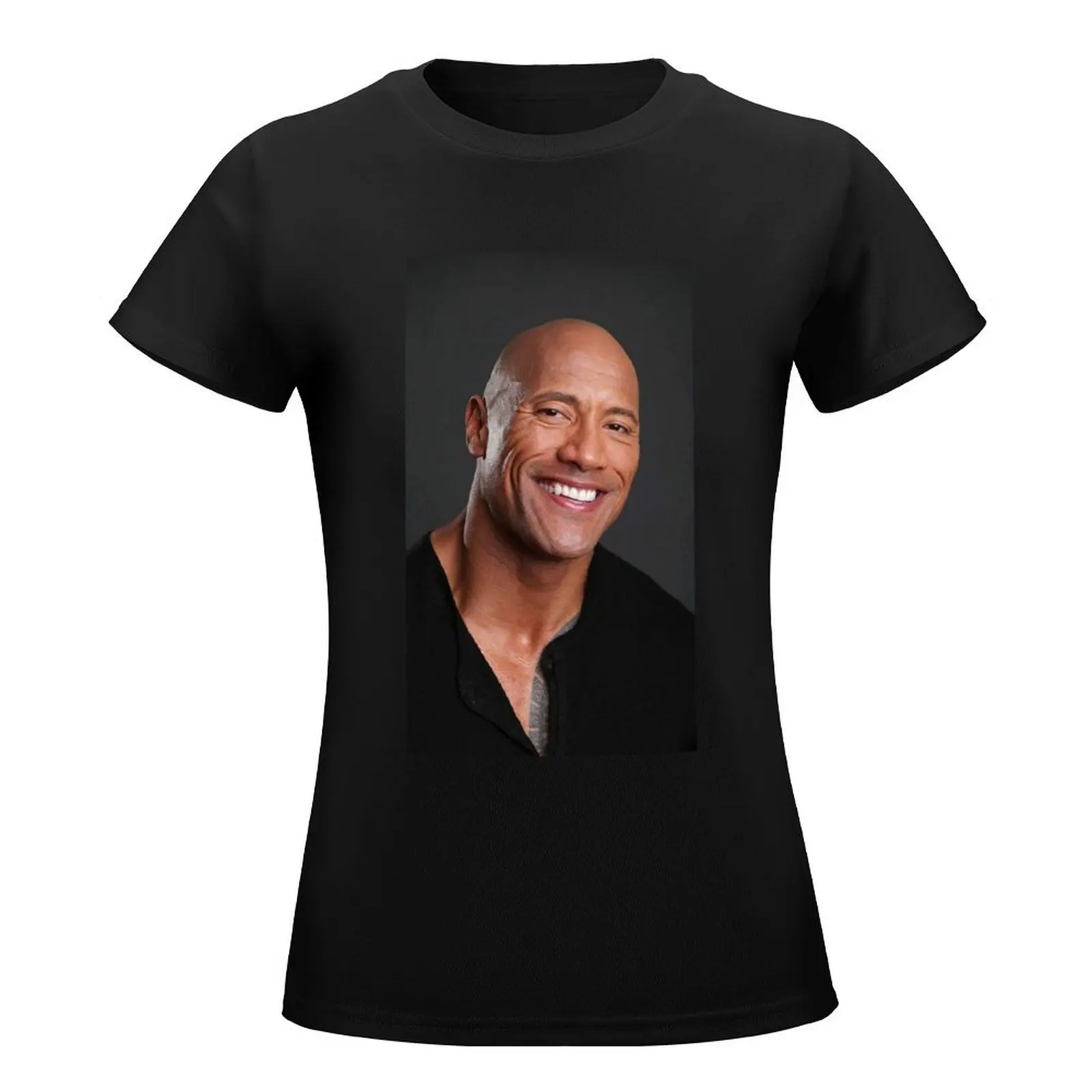 dwayne johnson T-Shirt korean fashion lady clothes hippie clothes black t shirts for Women