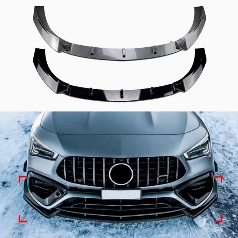 For Mercedes-Benz CLA-class C118 CLA45 AMG 2020+ High quality front bar front lip front shovel piano black carbon fiber stripe