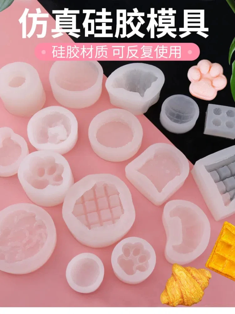 Simulation Toast Bread Baking Mold Triangle Rice Ball Mold Cat Paw Fondant Mould DIY Handmade Material Silicone Squishy Toy