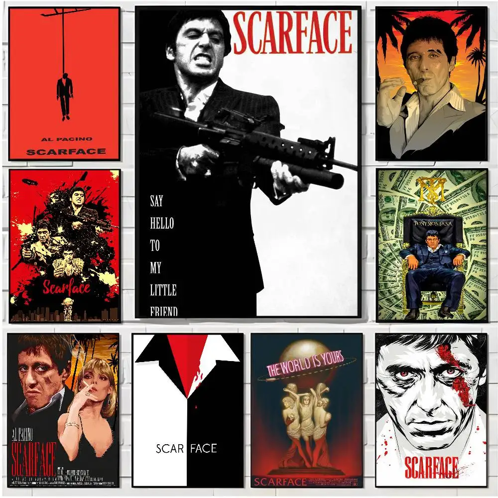 

Classic Movie S-Scarface Vintage Poster HD art sticky wall waterproof home living room bar office aesthetic decoration