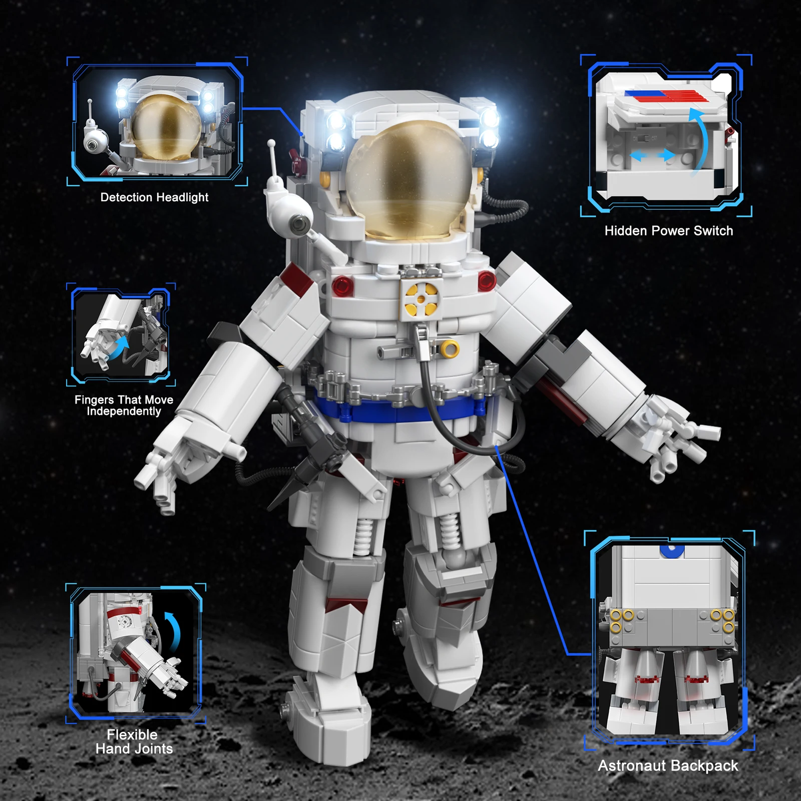 BuildMoc 409 Pieces Astronaut Building Block Set Creative Space Odyssey Aerospace Suit Brick Assembly Toys Child Education Gift