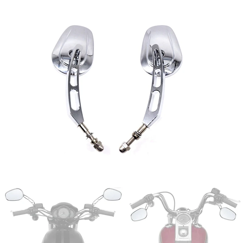 AU04 -Handlebar Mount Mirrors For  Dyna Electra Glide Road Glide Road King Sportster 1200 883 Rearview Mirrors, Chrome