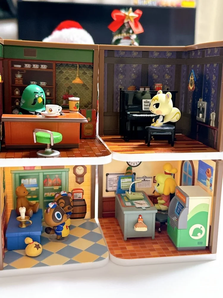 리멘트 동물의 숲 해피룸 블라인드 박스 미니어처 데스크탑 장식 피규어 컬렉션 어린이 크리스마스 선물 오리지널