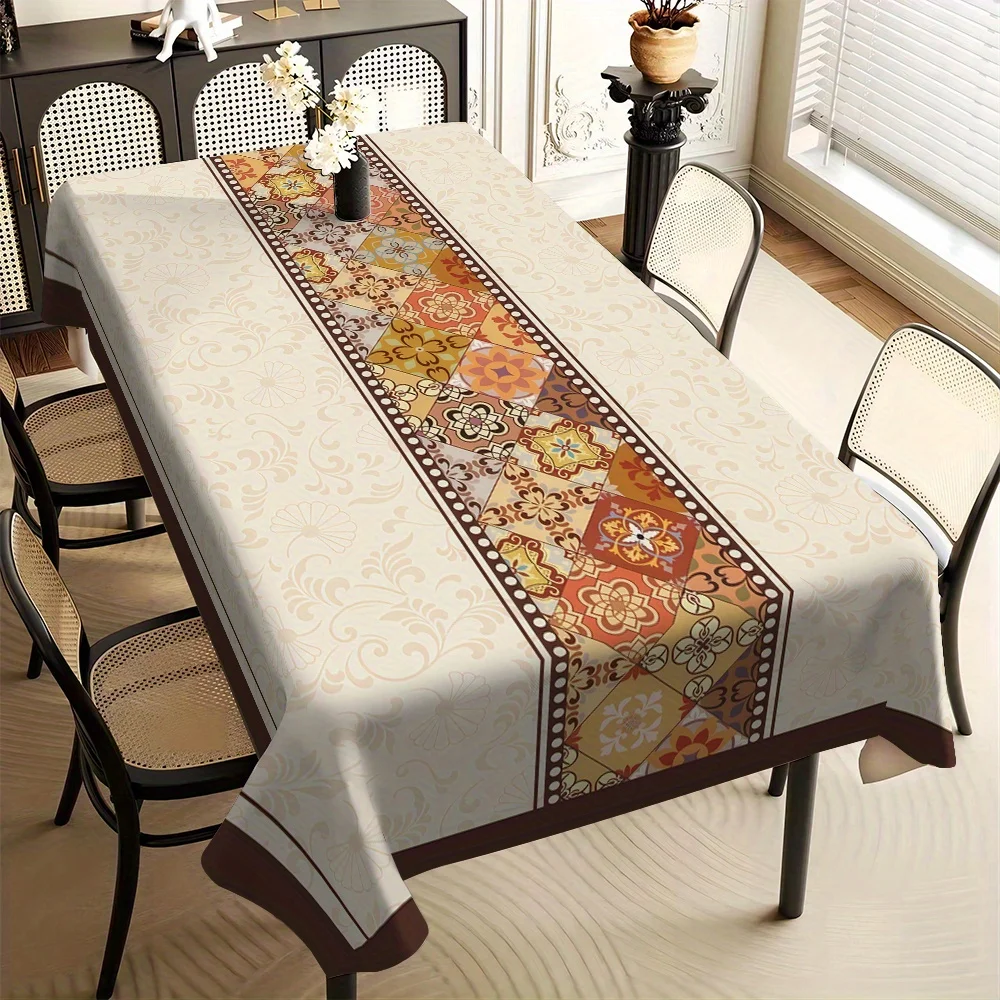 JIT-1pc High-Grade Bohemian Rugged Patterned Tablecloth with Simple European Style Patternzyc
