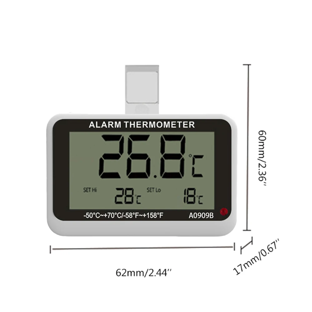 Digital Thermometer Freezer Temp High/Low Temperature & Humidity Meter With Alarm