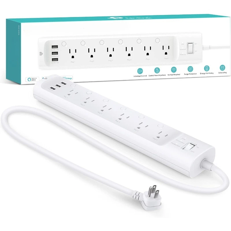 Plug Power Strip HS300,Surge Protector with 6 Individually Controlled Smart Outlets and 3 USB Ports,Works with Alexa Google Home