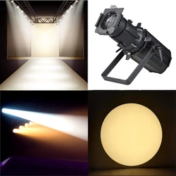 200W Ellipsoidal Profile Spotlight COB LED Logo Gobo Focus Light Fixed Degree 19 26 36 Option Leko with Cast Aluminum Housing