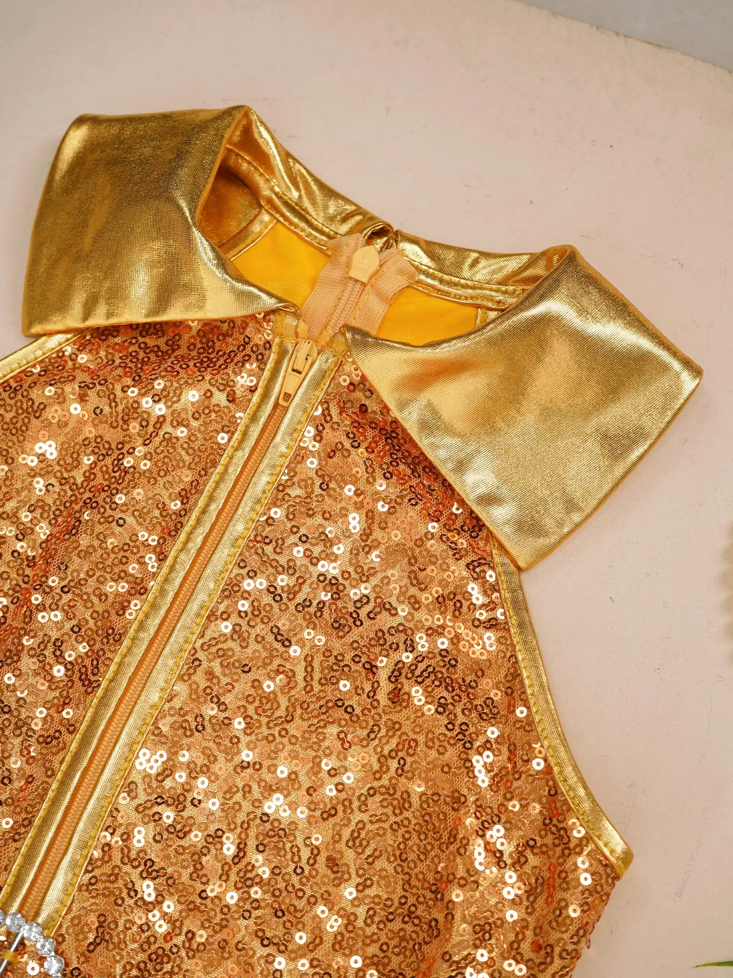 Combinaison de costume d'hélicoptère à paillettes brillantes pour enfants, barboteuse de danse astronomique pour filles, vêtements de danse de salle de Rhde ballet, costume de fête, 60s, 70s