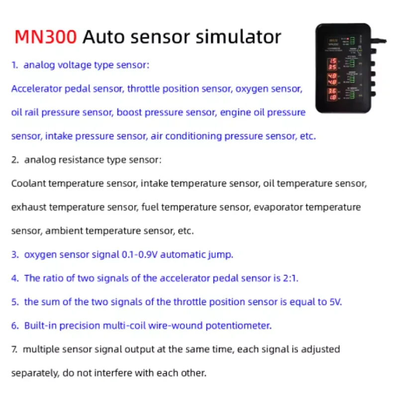 New Arrival! MN300 Auto Sensor Simulator Automotive Tester Car Rail Oxygen Oil Pressure Flow Sensor Signal Generator