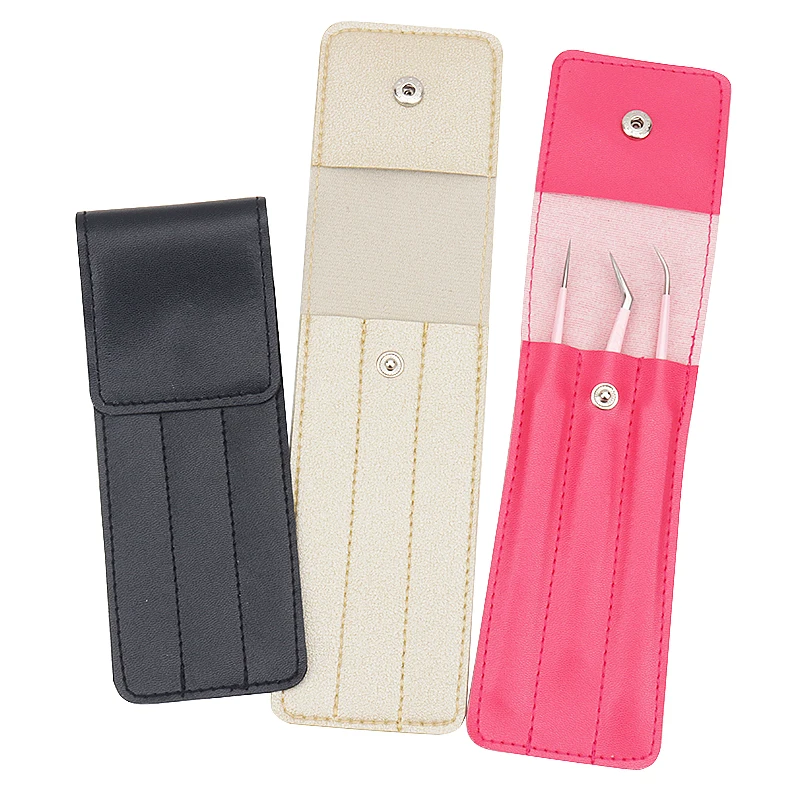 1 pçs pinças capa de couro lash levantamento sobrancelha clipe titular saco armazenamento coleção caso extensão cílios suprimentos ferramentas maquiagem