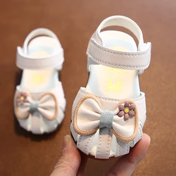 Summer Toddler Baby Sandals Girl Bowtie Princess Walking Shoes Soft Sole Anitslip First Walkers 0-3 Years Chaussure Enfant Fille